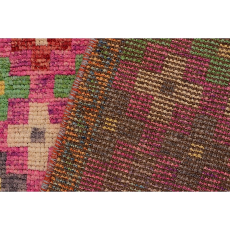 Modern Balochi Espinoza Pink/Orange Hand Knotted Wool Rug - 3'4'' x 4'10''