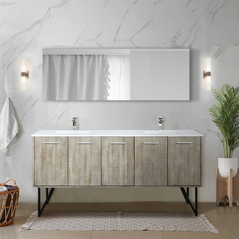 Lancy 24 in W x 20 in D Rustic Acacia Bath Vanity, Cultured Marble Top and 18 in Mirror