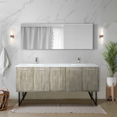 Lancy 72 in W x 20 in D Rustic Acacia Double Bath Vanity and White Quartz Top
