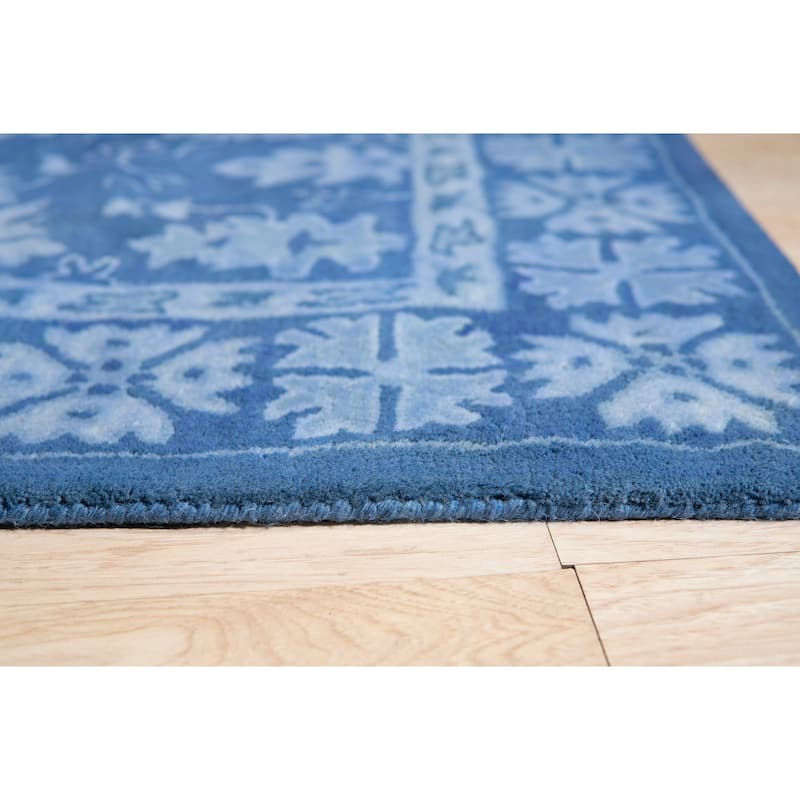 Hand-tufted Wool Blue Traditional Oriental Overdyed Rug - 4' x 6'