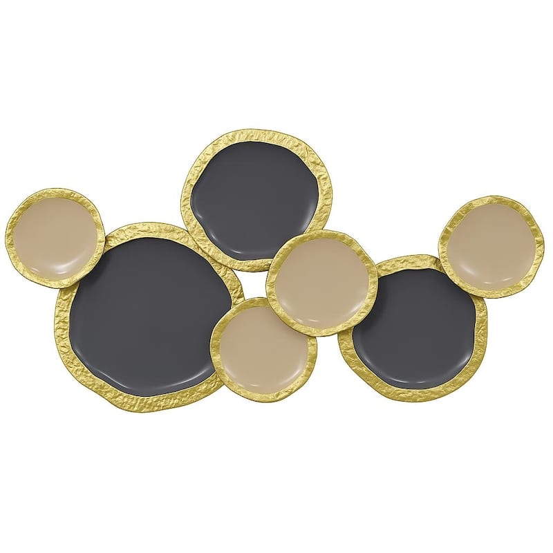 Gold Brown Abstract Ring Metal Wall Art Horizontal Modern Decor 32" - 24 x 30