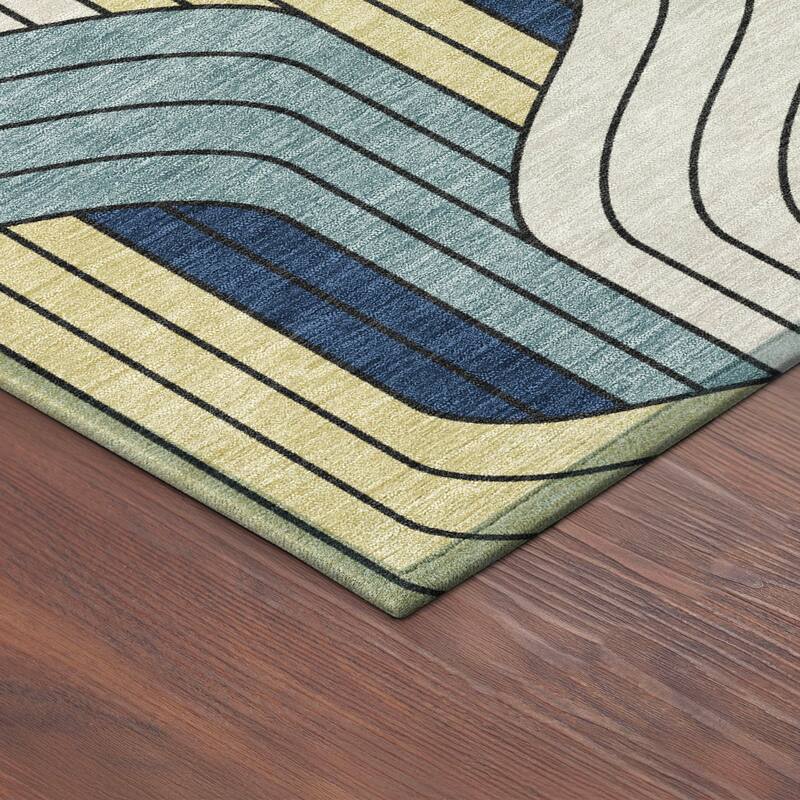 Machine Washable Indoor/ Outdoor Modern Pathway Chantille Rug