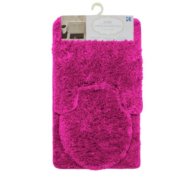 Queen Mary 3 Piece Bathroom Rug Set, Luxury Soft Plush Bath Mat, Contour Rug, Lid Cover, Non-Slip
