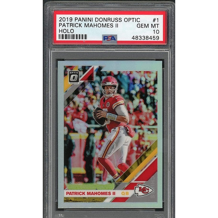 Patrick Mahomes 2019 Panini Donruss Optic Holo Prizm Card #1 Graded PSA 10 GEM MINT - 8'6" x 11'6"