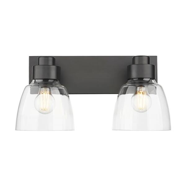 slide 2 of 11, Golden Lighting 9314-BA2 CLR Remy 2 Light 17" Wide Vanity Light Matte Black