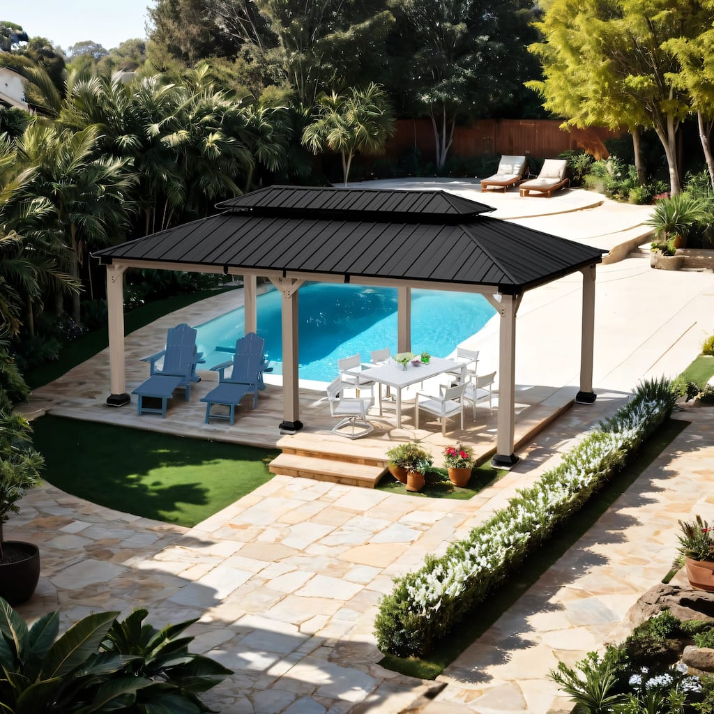 12 ft. x 20 ft. Outdoor Cedar Wood Frame Patio Gazebo