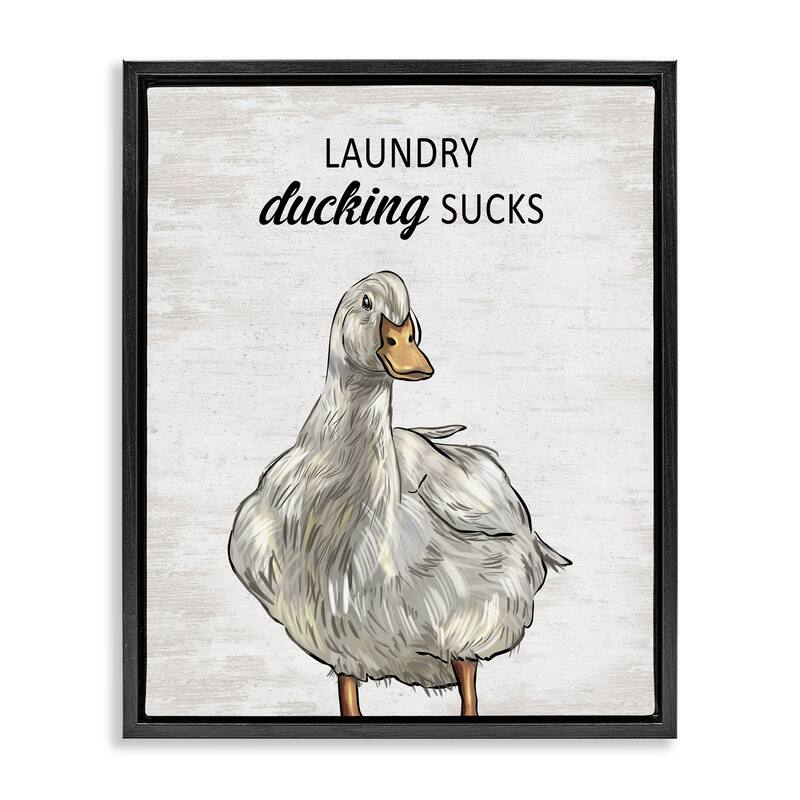 Stupell Sassy Laundry Duck Framed Floater Canvas Wall Art Design By Lettered and Lined - 25 x 31 - Black