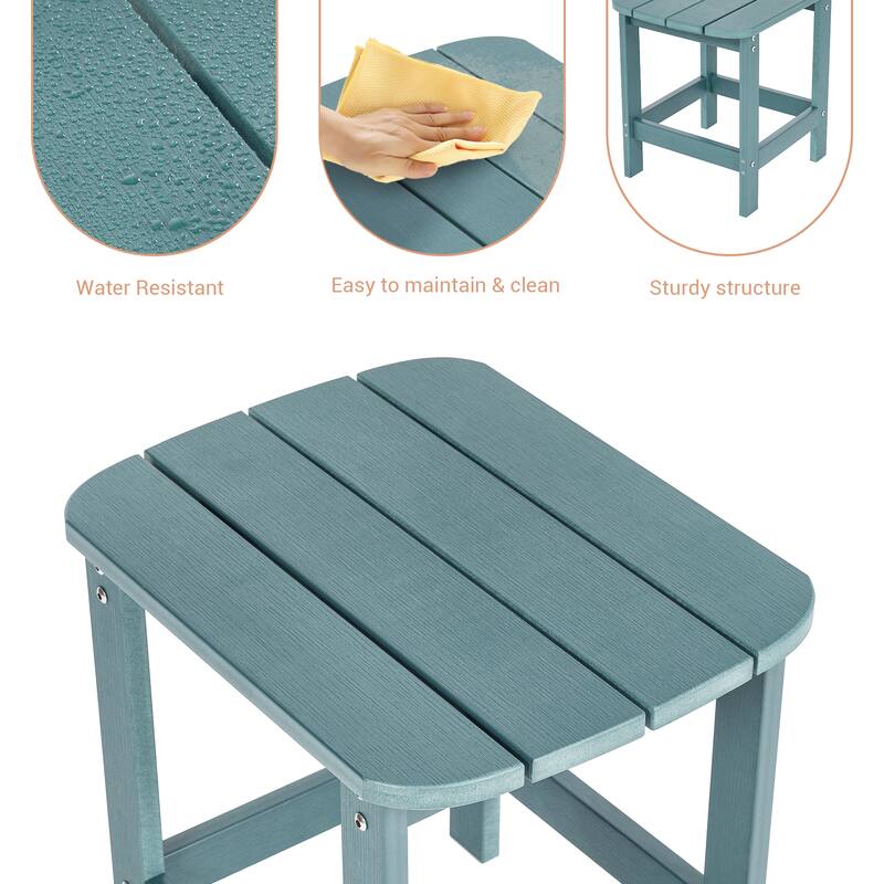 LIVOOSUN Patio Adirondack Plastic Wood Outdoor Side Table for Deck
