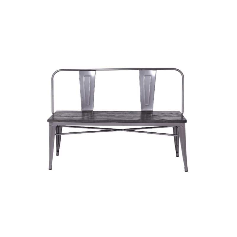 Industrial Bench Wood Seat - chrome 