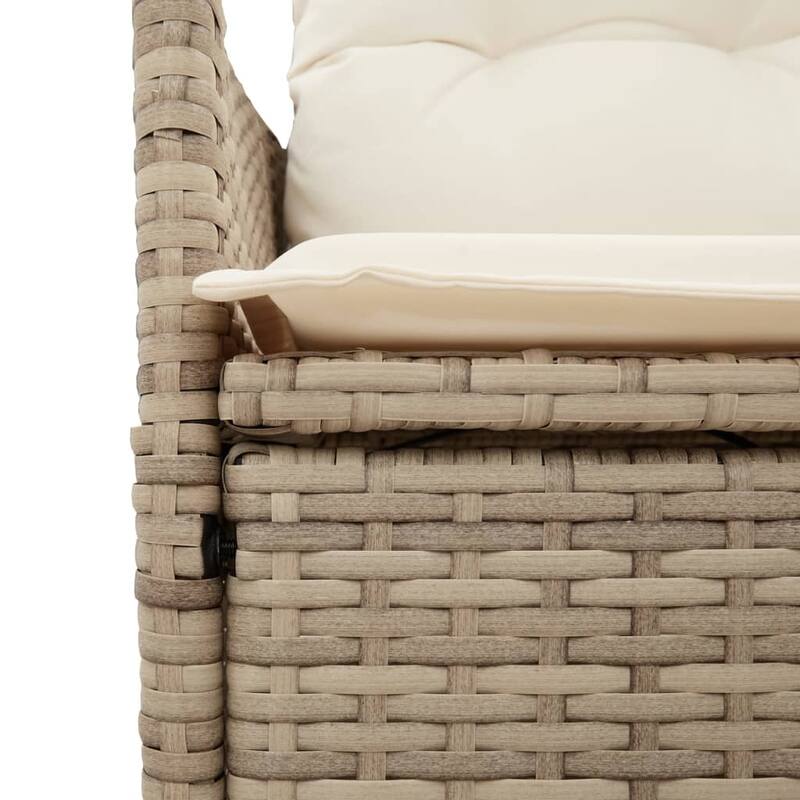 vidaXL Reclining Patio Sofa 2-Seater with Table Loveseat Furniture Poly Rattan - 23.2 x 51.2 x 36.2