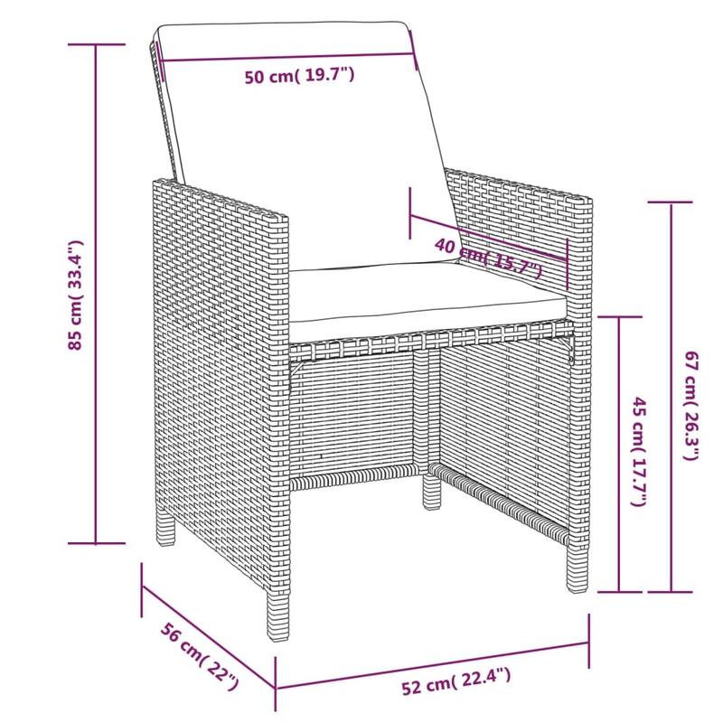 vidaXL Patio Furniture Set Outdoor Table and Chair Dining Set Poly Rattan