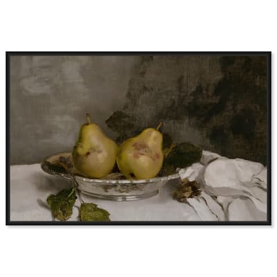 Two Pears in a Silver Bowl Canvas by Art Remedy