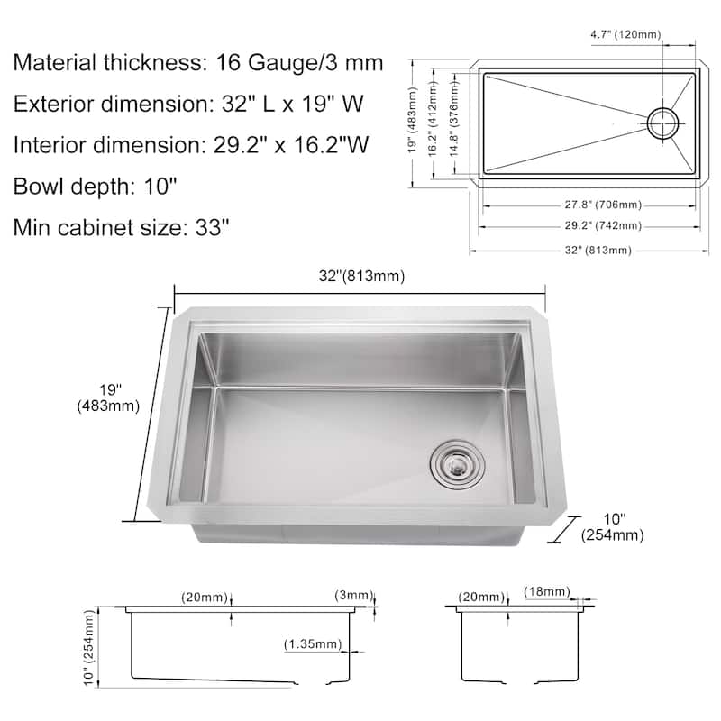 WOWOW Drop-In Single-Bowl Kitchen Sink in Modern