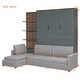 preview thumbnail 4 of 8, Queen Size Murphy Bed Wall Bed with L Shaped Sofa, Wooden Wall Murphy Bed Frame with Storage Shelves, No Box Spring Needed