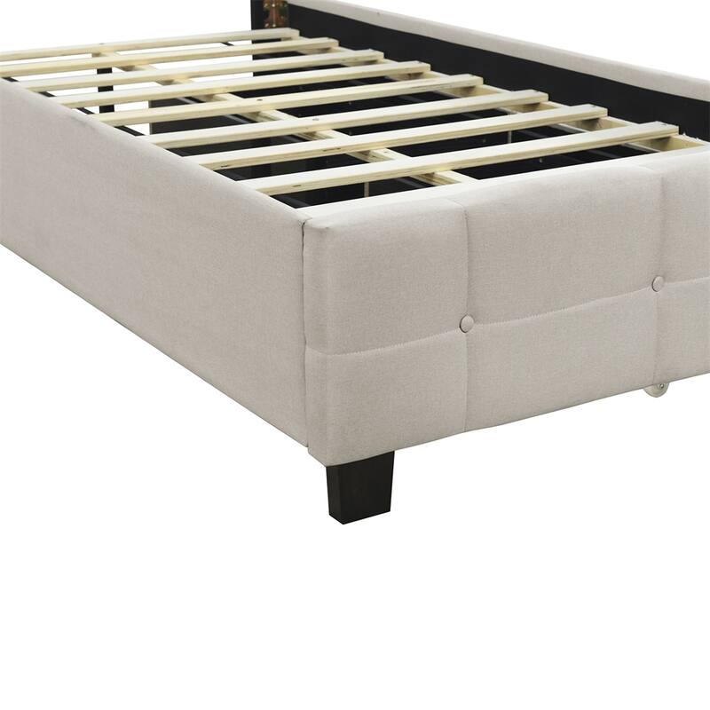 Twin Size Upholstered Platform Bed with LED Frame and 2 Drawers
