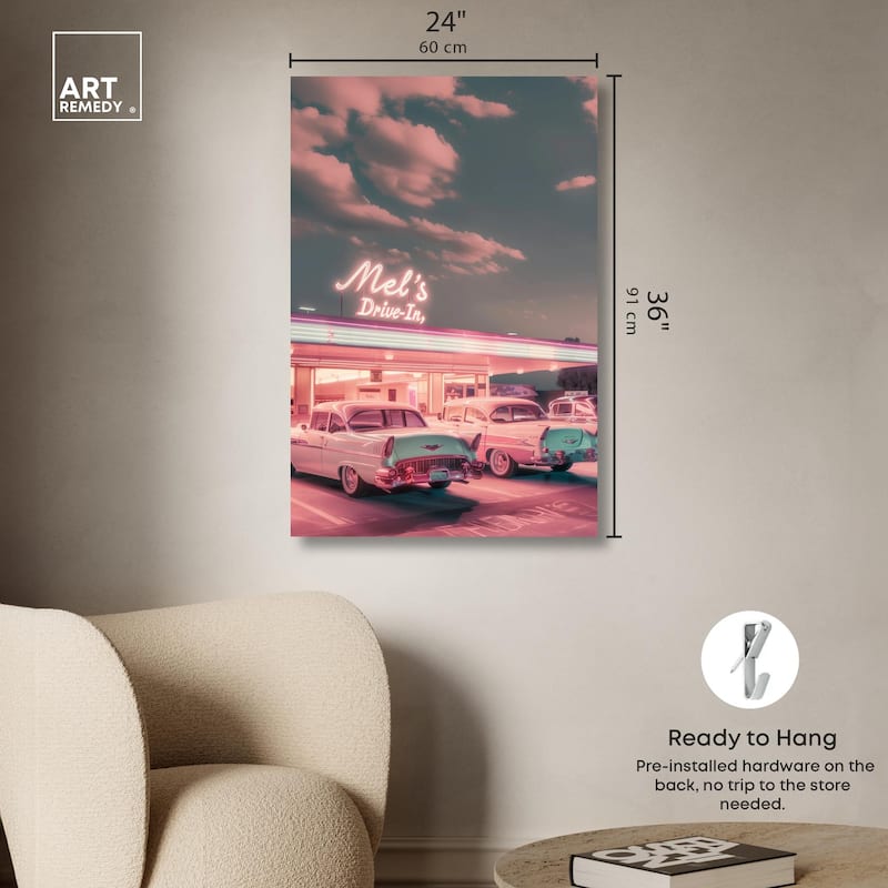Drive In Stop Canvas by Art Remedy, Gallery Wrapped