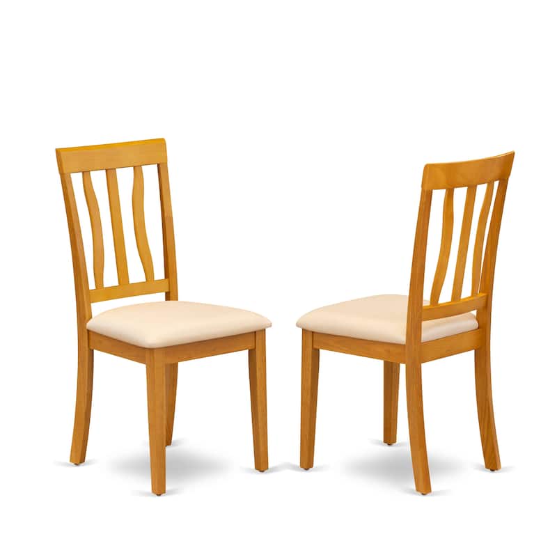 East West Furniture Antique Dining Room Chairs - Slat Back Kitchen Dining Chairs Chairs, Set of 2, Oak (Seat Options)