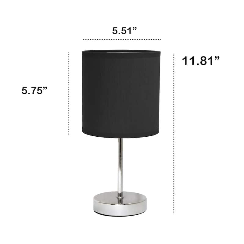 Traditional Petite Table Lamp with Drum Shade - 11.75" - Silver and Black