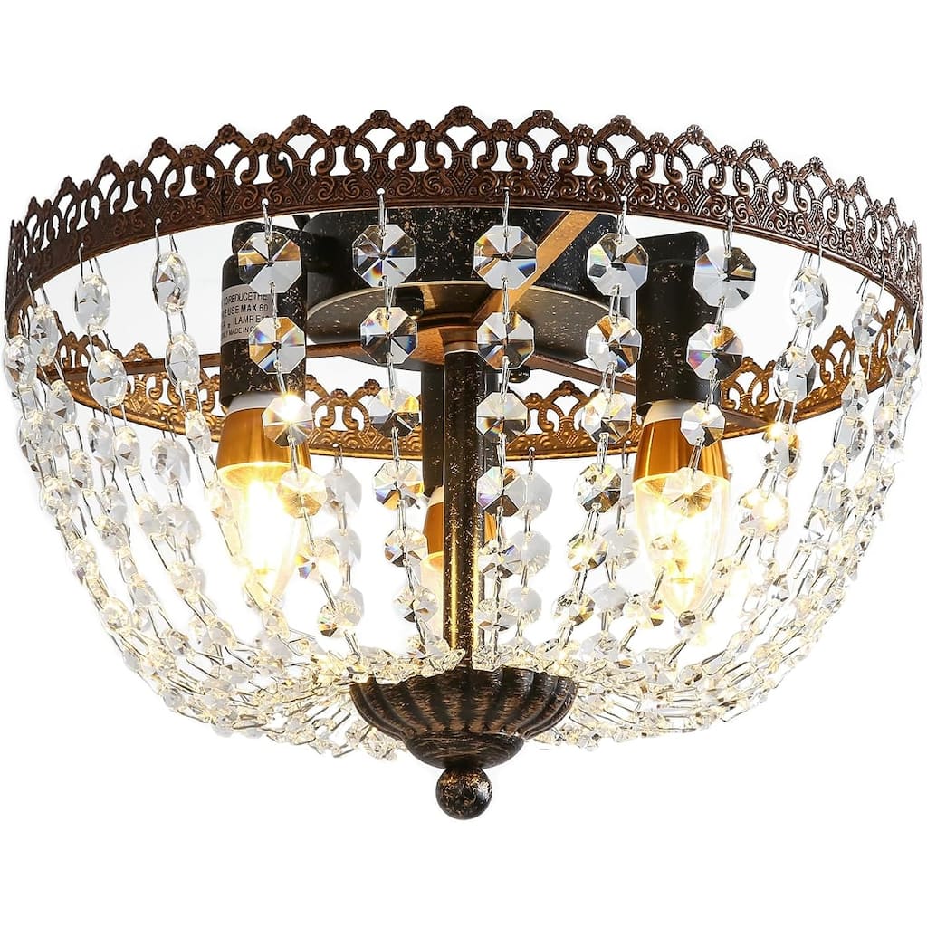 3-lights chandelier light bronze hallway light crystal, metal ceiling light