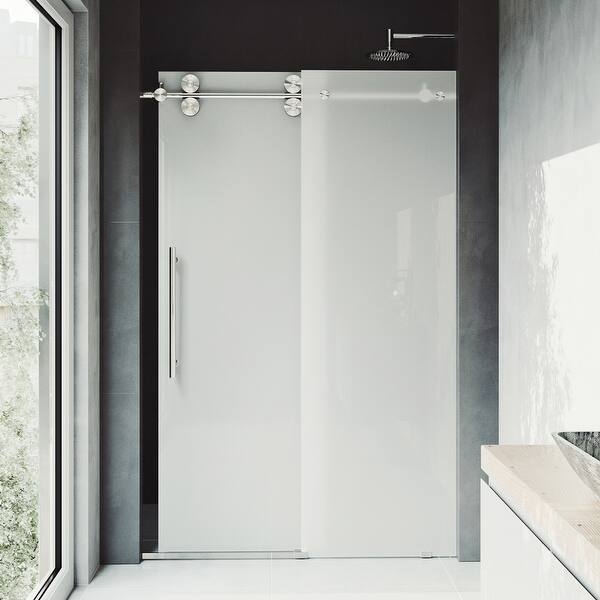 Vigo Elan Frosted Adjustable Frameless Sliding Shower Door Overstock 4732875