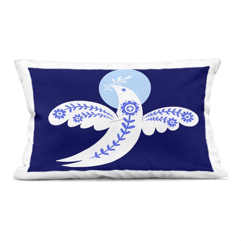 Stupell Peace Dove with Folk Florals Decorative Printed Throw Pillow Design by Hannah Moren