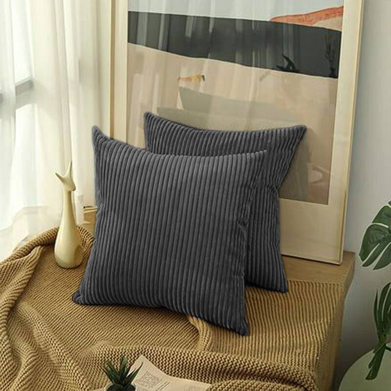 Set of 2 Modern Decorative Soft Corduroy Throw Pillows