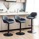preview thumbnail 19 of 51, Glitzhome Set of 3 Mid-Century Modern Adjustable Swivel Bar Stools - Set of 3 Navy Blue