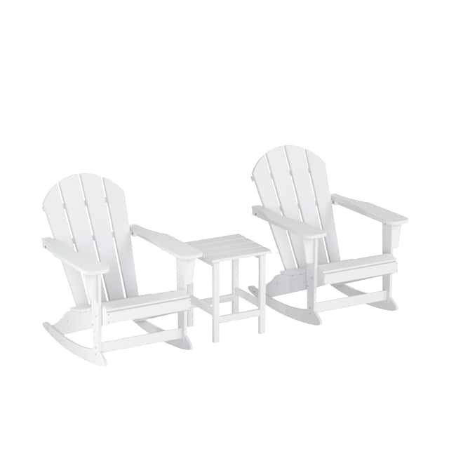 Laguna 3-Piece Adirondack Rocking Chairs and Side Table Set - White