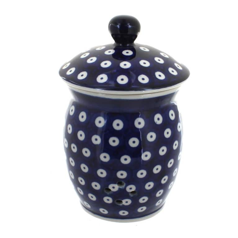 Blue Rose Polish Pottery P078 Manufaktura Garlic Keeper - Dots