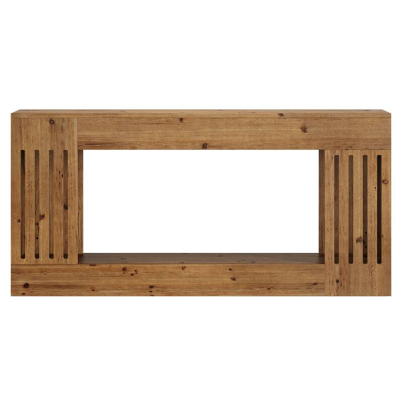 Solid Wood Console Table, Sofa Couch Table with Storage Shelf, 2-Tier Entryway Table for Entrance, Hallway, Living Room