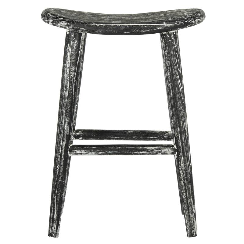 SAFAVIEH Eulah 11-inch Wood Black / White Washed Counter Stool - 17.7" x 11" x 24.2" - 18Wx11Dx24H