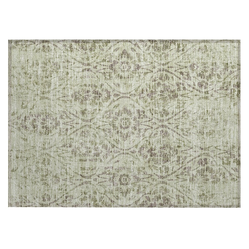 Machine Washable Indoor/ Outdoor Chantille Distressed Traditional Rug