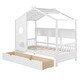 preview thumbnail 15 of 34, Wooden House Bed with Roof, 2 Drawers, and Storage Shelf