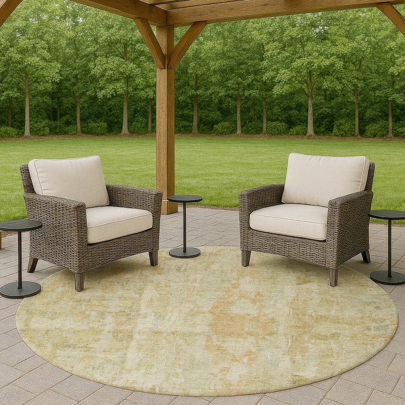 Machine Washable Indoor/ Outdoor Muted Ombre Chantille Rug - Celery - 8' x 8'