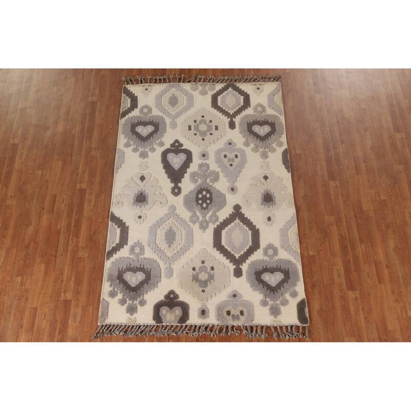Geometric Moroccan Oriental Area Rug Handmade Wool Carpet - 5'2"x 8'0"