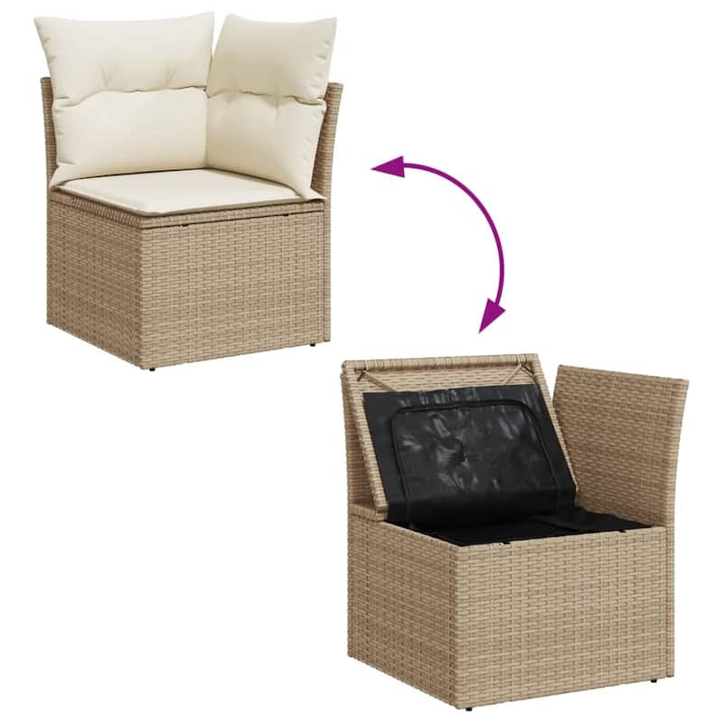 vidaXL Patio Sofa Set with Cushions Outdoor Furniture 10 Piece Poly Rattan - 25.8 x 24.4 x 27.2
