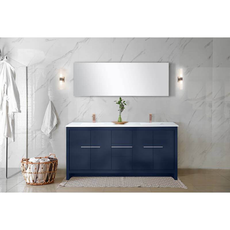 Lafarre Bath Vanity with Quartz Top, Sink, Mirror and Rose Gold Faucet