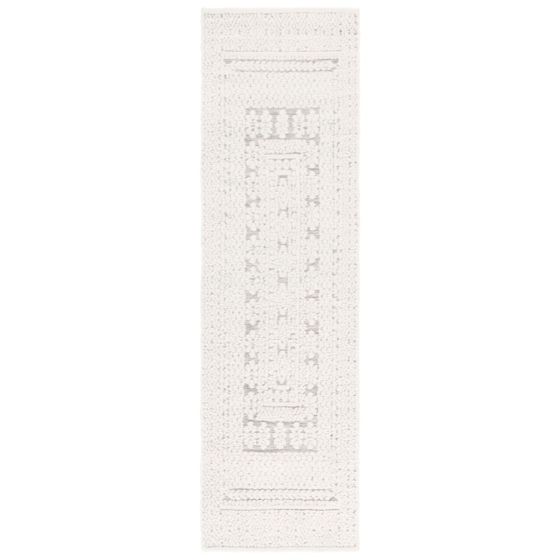 SAFAVIEH Audrey Zelea Rustic Geometric Rug - 2'3" x 8' Runner - Grey/Ivory