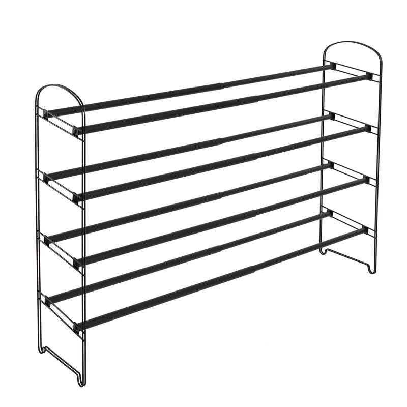 Seville Classics 4-Tier Expandable 30-Pair Non-Slip Shoe Rack Organizer, Black