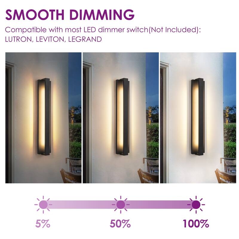 Modern Black Outdoor Wall Lights Aluminum Linear Dimmable LED Wall Sconce Lights for Outside