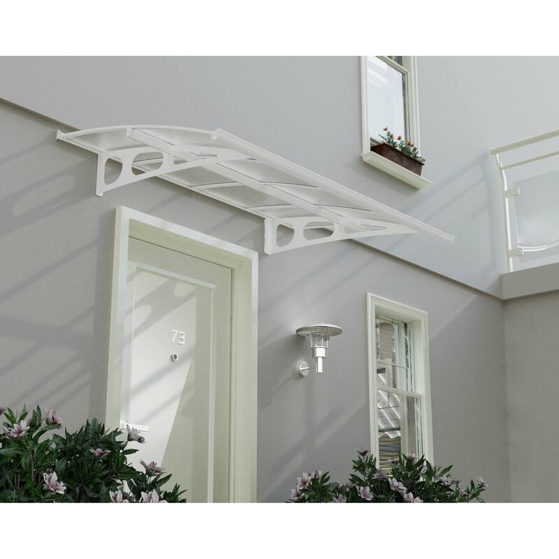 Bordeaux 5 ft. White/Diffused Door and Window Awning - 5 ft. x 7 ft.
