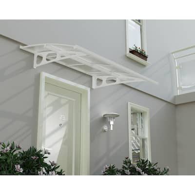 Bordeaux 5 ft. White/Diffused Door and Window Awning