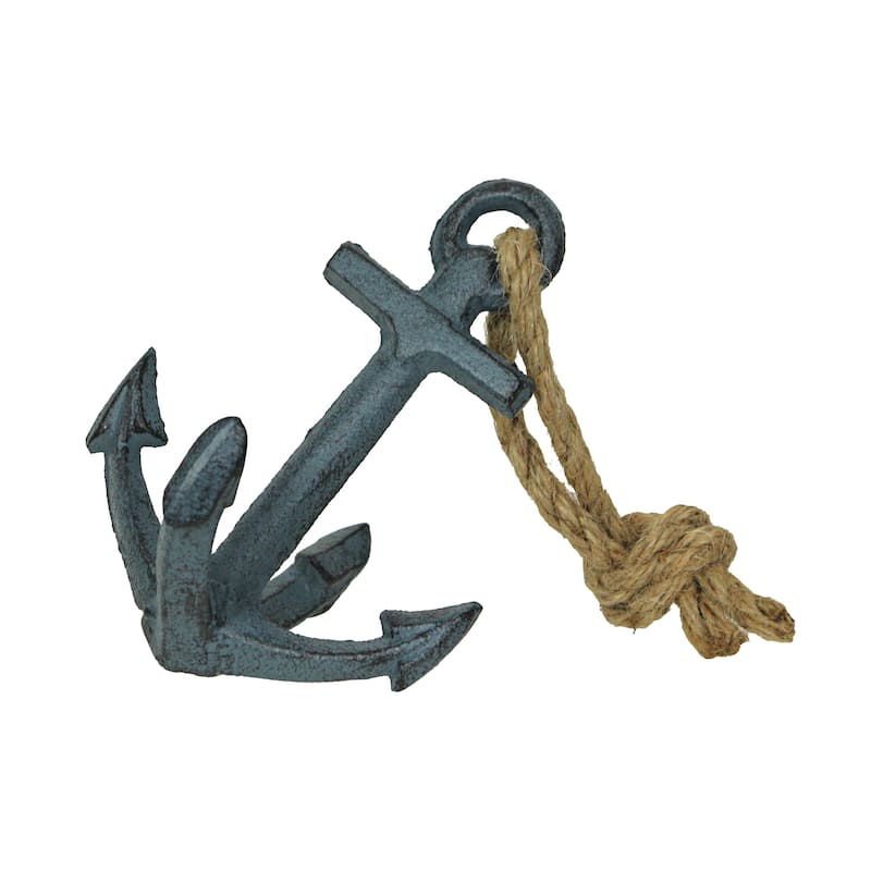 Set Of 2 Cast Iron Ship Anchor Bookends Nautical Home Decor Sculptures - 4.75 X 4.5 X 3.25 inches