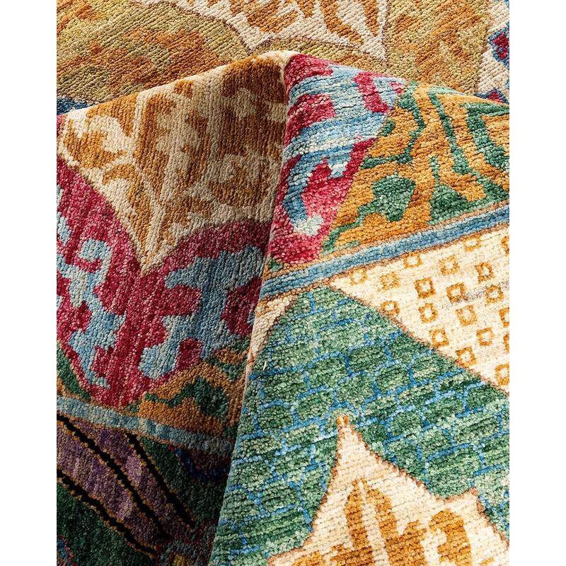 Eclectic One-of-a-Kind Hand-Knotted Area Rug - Multicolor, 8' 1" x 8' 2" - 8' 1" x 8' 2"