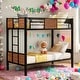 preview thumbnail 2 of 12, Unique Style Twin-Over-Twin Bunk Bed Modern Style Steel Frame Bunk Bed With Safety Rail, Built-In Ladder,Functional Bunk Bed