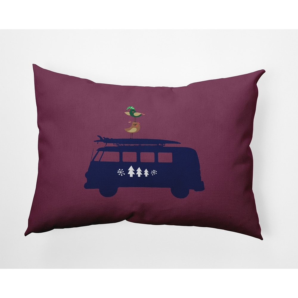 Christmas Surf Bird Indoor/Outdoor Beachy Christmas Throw Pillow