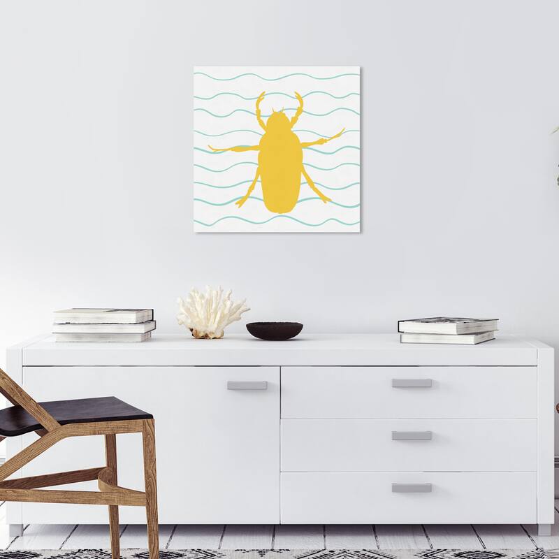 Wynwood Studio Canvas Animals Colorful Beetle II Yellow and Mustard Modern & Contemporary Wall Art Canvas Print - 20 x 20