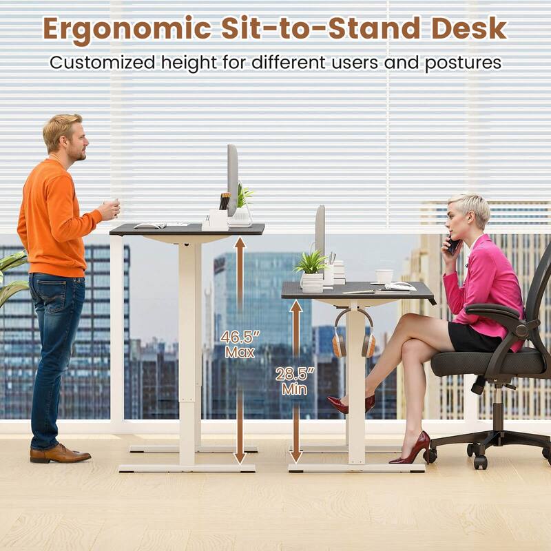 Costway 48” x 24” Electric Standing Desk with LED Display 2 Memory