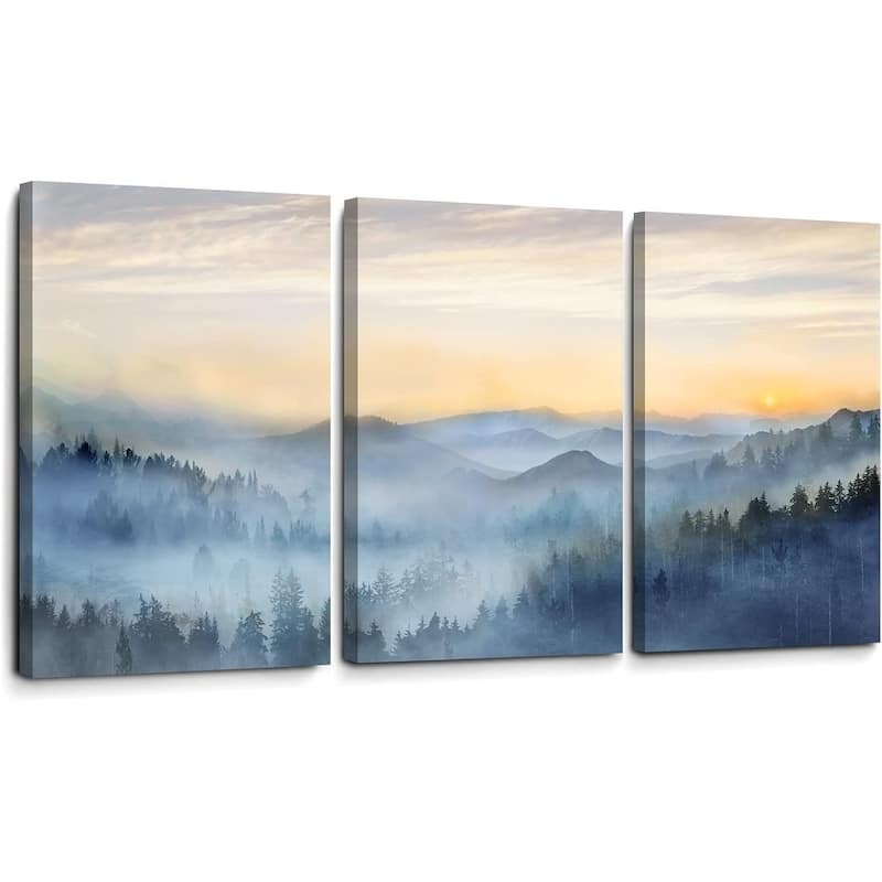 Sunrise Misty Forest Print Picture Paintings Wall Art - 16 x 24
