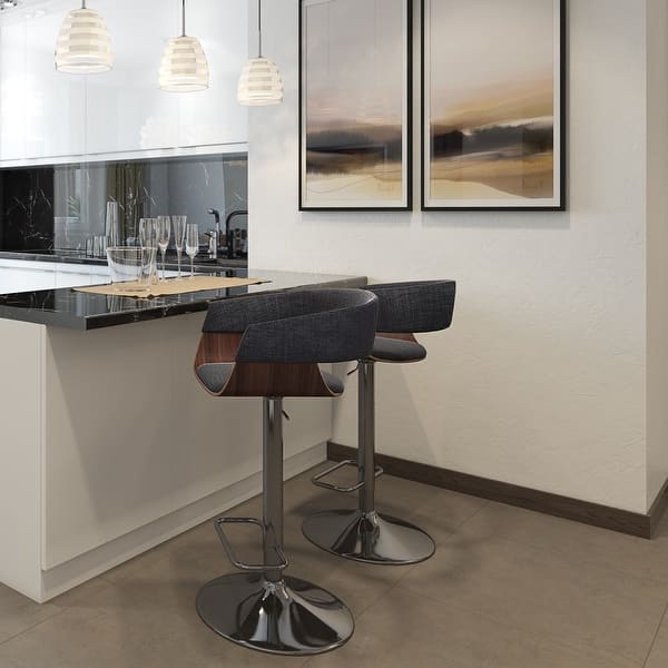 slide 2 of 45, WYNDENHALL Calinda Mid Century Modern 33 inch Adjustable Swivel Bar Stool Charcoal Grey